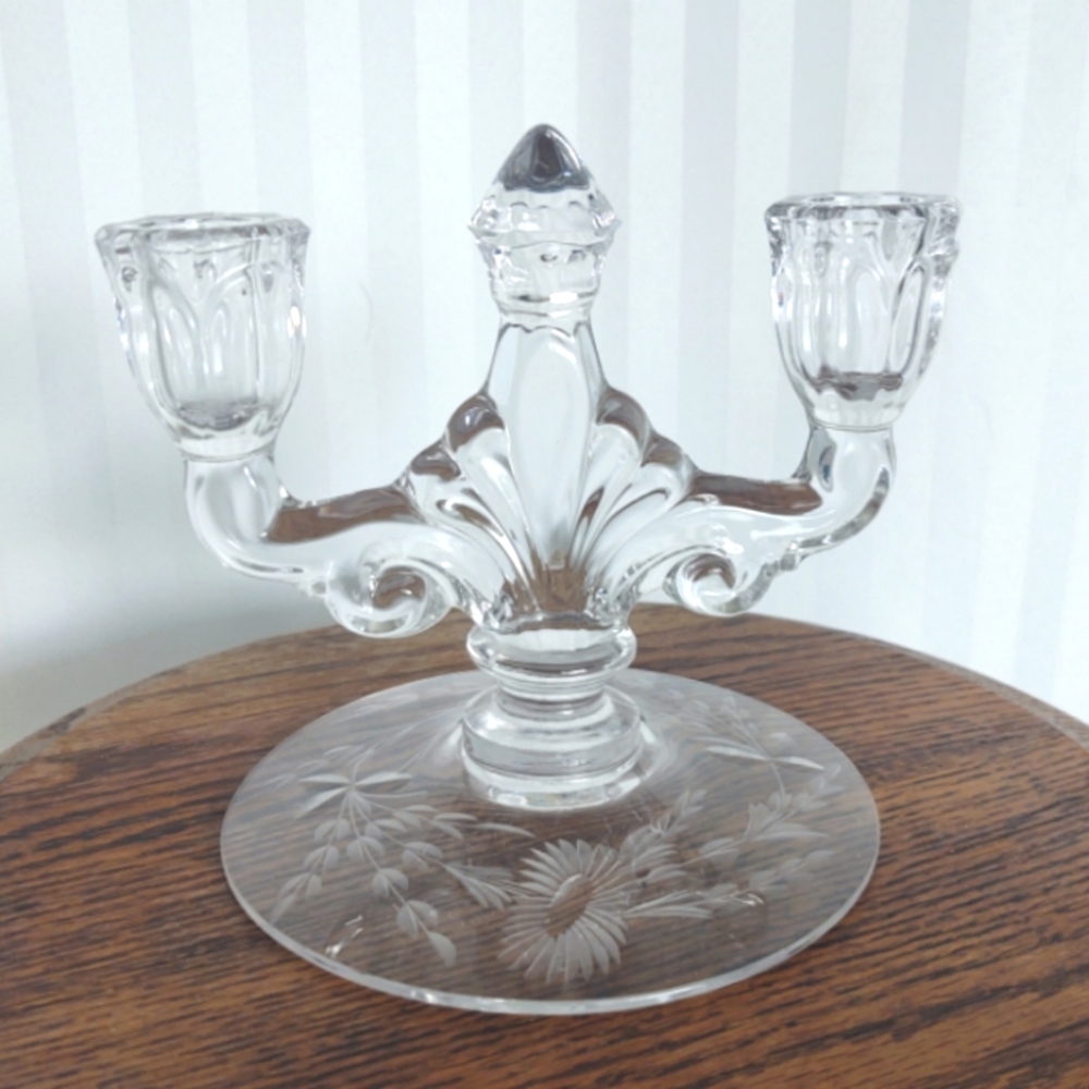 Double Light glass candle stick holder by Heisey